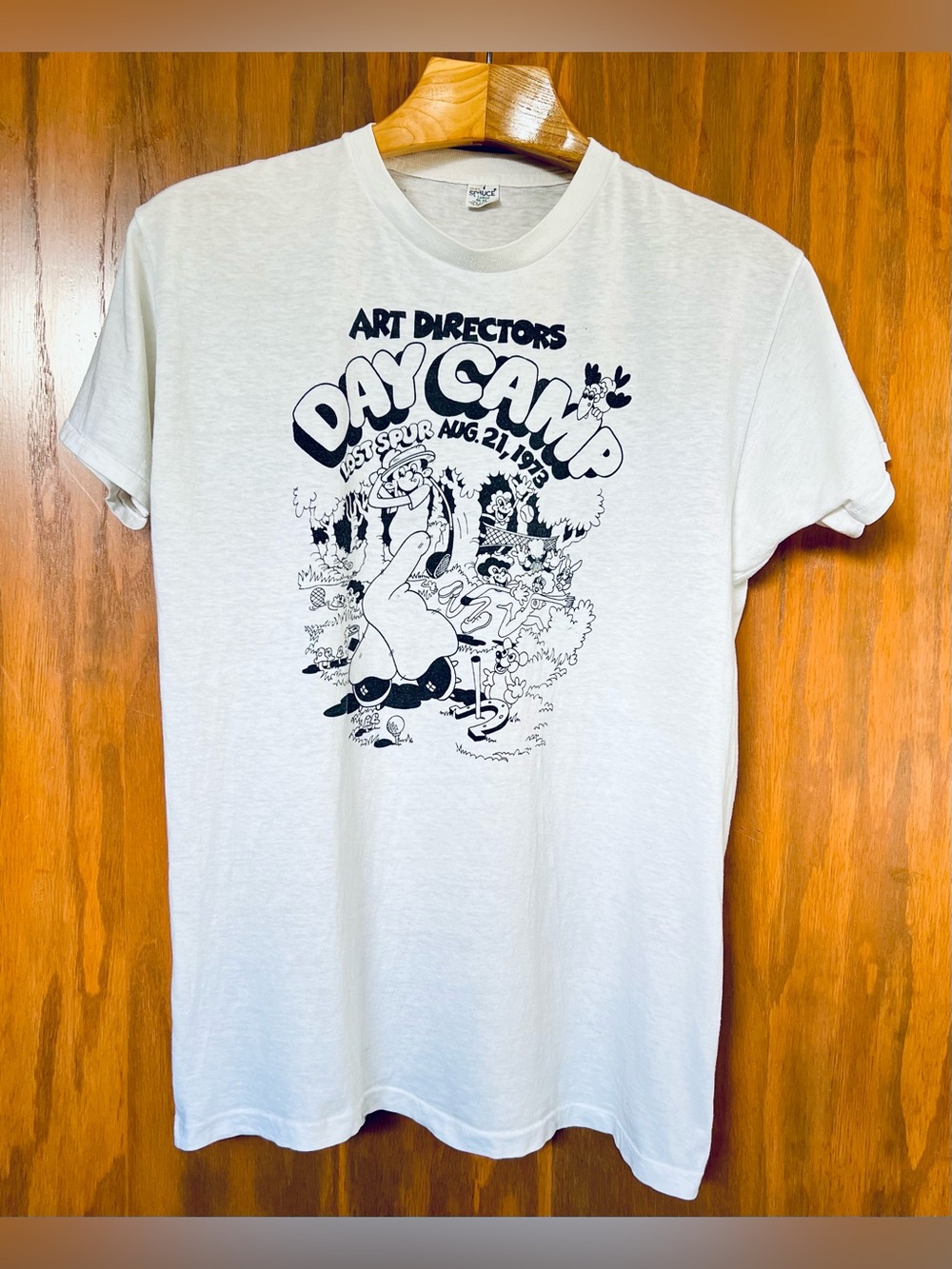 Vintage 1973 Art Directors Day Camp R Crumb-Style Lost Spur MN Golf T-Shirt - XL